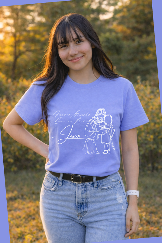 Quiero Amarte Como un Niño Tee - Purple