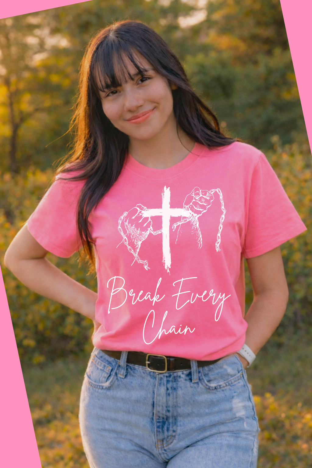 Break Every Chain Tee - Pink