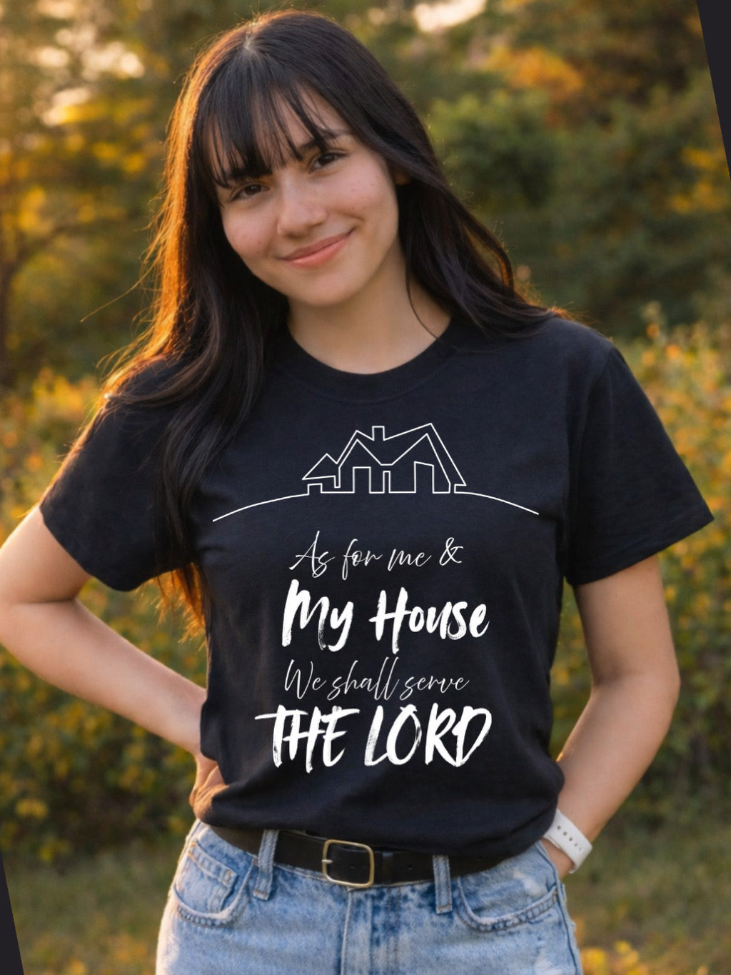 As For Me and My House We Shall Serve The Lord Tee - Black